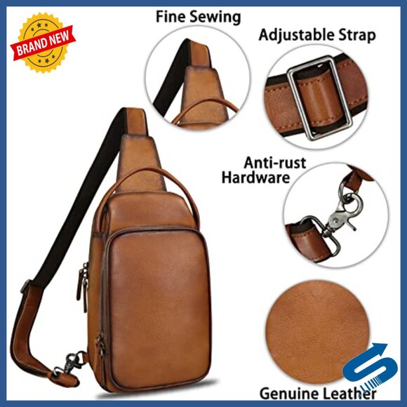 Genuine Leather Sling Backpack Crossbody Daypack Anti-Theft Purse main image 5